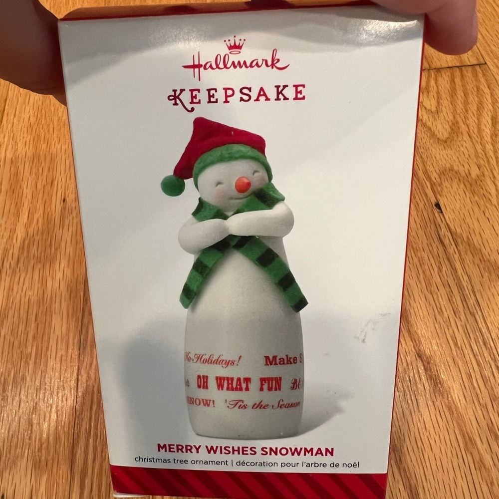 Merry wishes snowman ornament